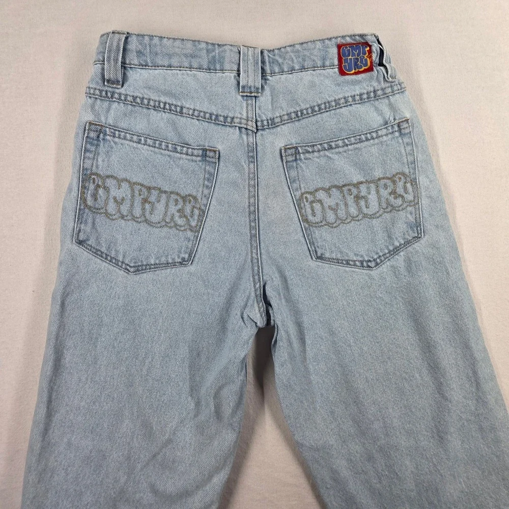 Empyre Kids Baggy Skate Jeans Light Wash Denim Size 25 Adjustable Streetwear